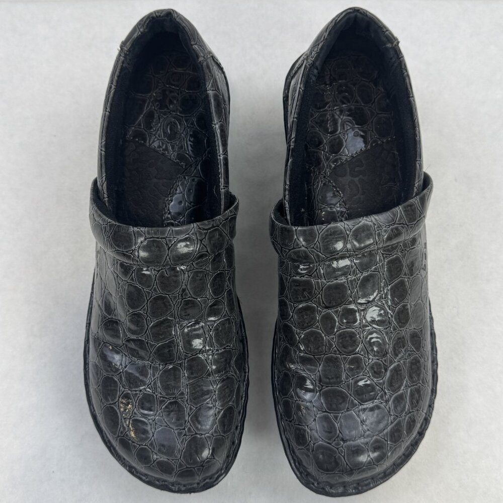 BOC Born Concept Womens Size 7 Gray Croc Faux Leather Peggy Slip On Clogs Shoes - Picture 7 of 15